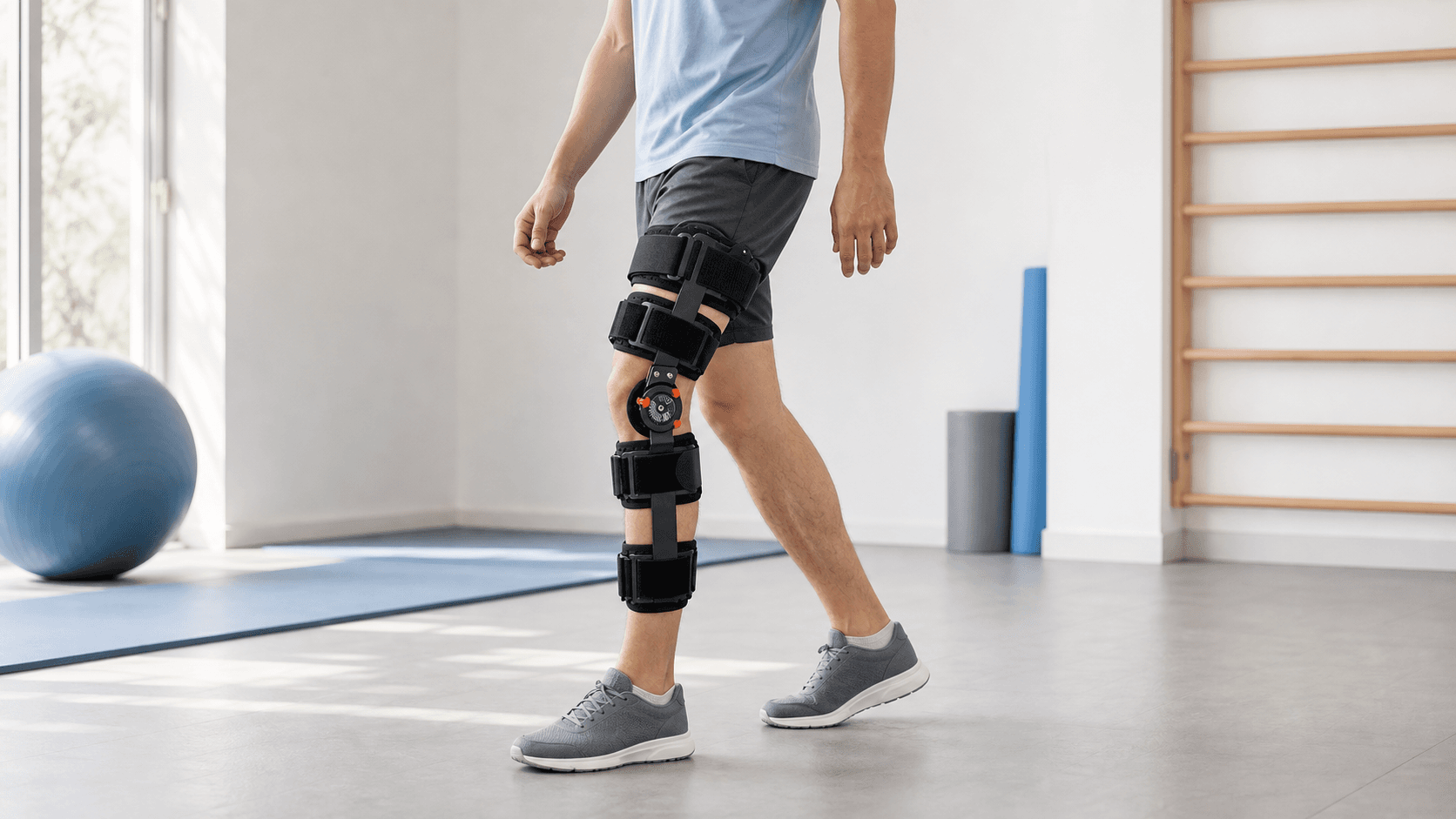 AULEXMED ROM Knee Brace used during steady rehabilitation movement